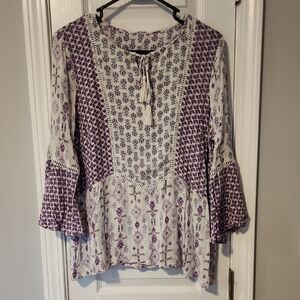 Style & Co. Purple Peplum Tie Front Tunic